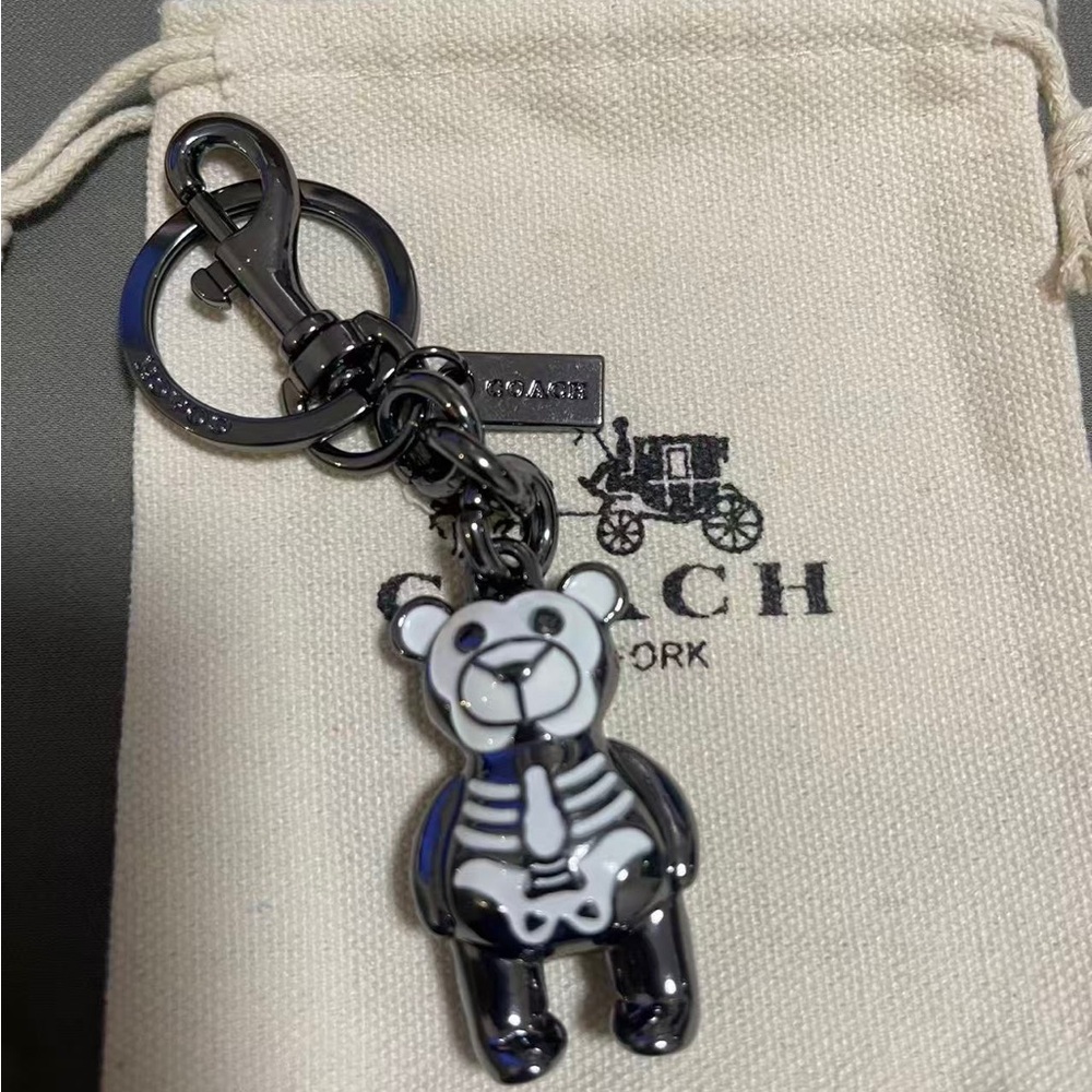 Coach Black & White Skeleton Bear Bag Charm
